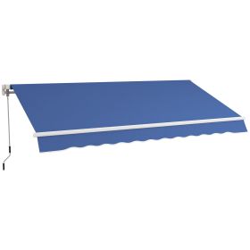 Outsunny 12' x 10' Manual Retractable Awning, Sunshade Canopy, Outdoor Sunshade Shelter with Adjustable & Versatile Design, Dark Blue