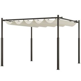 Outsunny 10' x 10' Retractable Pergola Canopy with Magnetic Fixture, UPF30+ Outdoor Pergola, Cream White