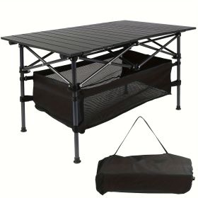 Portable 37" Oversized Camping Table - Instant-Roll Aluminum Folding Desk for Tailgate Parties, RV Trips & Group BBQs