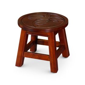 Carved Wooden Step Stool (Color: Cherry, Option: Queen Bee)