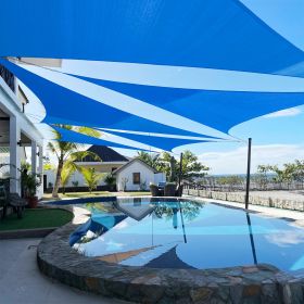 Artpuch Custom Size Sky Blue Sun Shade Sail Triangle Canopy 185 GSM Durable Fabric UV Block Awning for Outdoor Patio Garden Backyard (Customized (Color: Sky Blue, size: 13x22x25.6)