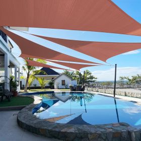 Artpuch Custom Size Rust Red Sun Shade Sail Triangle Canopy 185 GSM Durable Fabric UV Block Awning for Outdoor Patio Garden Backyard (Customized (Color: Rust Red, size: 20x20x20)