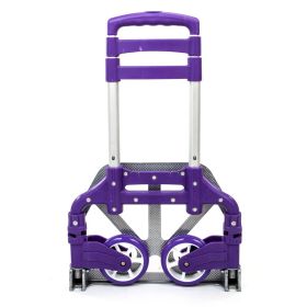 Portable Aluminium Cart Folding Dolly Push Truck Hand Collapsible Trolley Luggage Purple (Color: PURPLE)